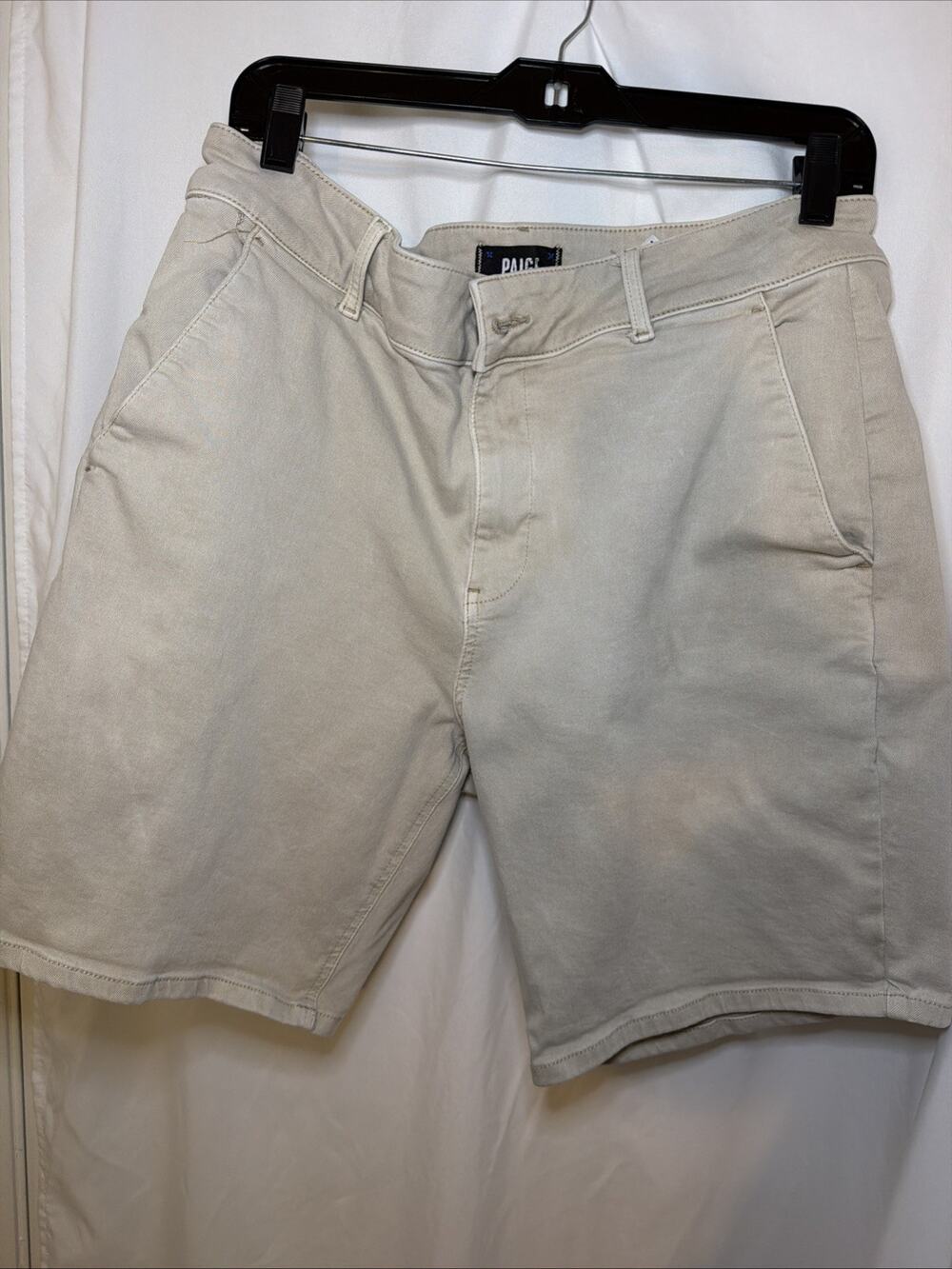 Paige Shorts Men's 36 Brushed Twill 9" inseam Chino Beige Stretch